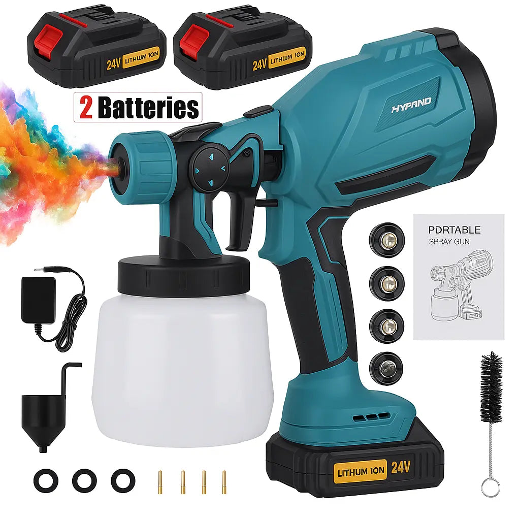 Pistolet de peinture sans fil avec 2 batteries